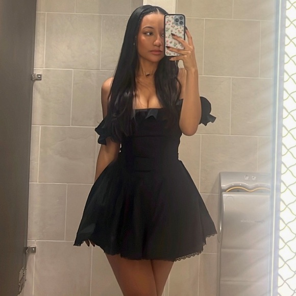 House of CB Dresses & Skirts - Black Mini Dress- House of CB Dress (Jemima Black Pin Tuck Pleated Dress)